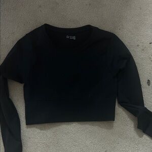 Aerie Black Long Sleeve Crop Top